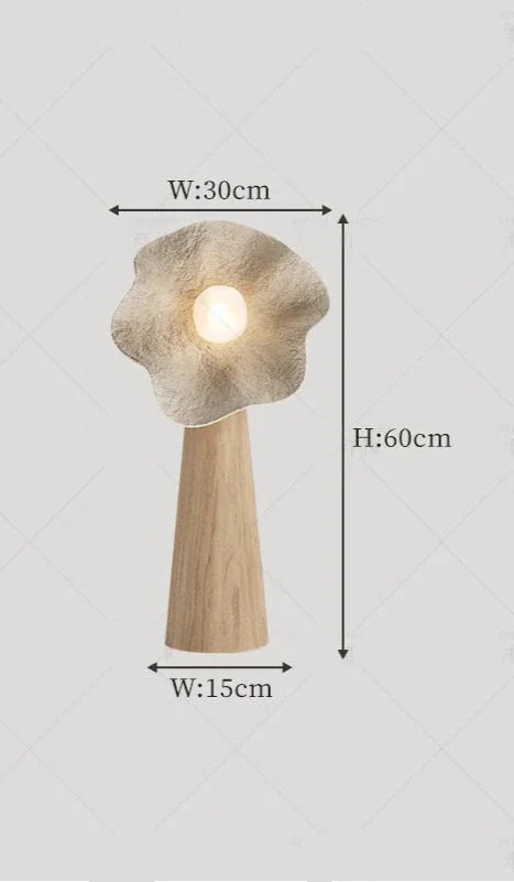 Living Room Sculptural Natural Wood & Plaster Flower Floor Lamp – Organic Modern Statement Lighting