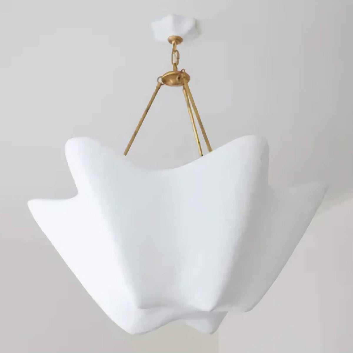 Plaster Pendant Light for Dining Room and Entry | Hand-cast Wave Form on Brass Rods 73 Cm (28.7 In) Wide Casalola