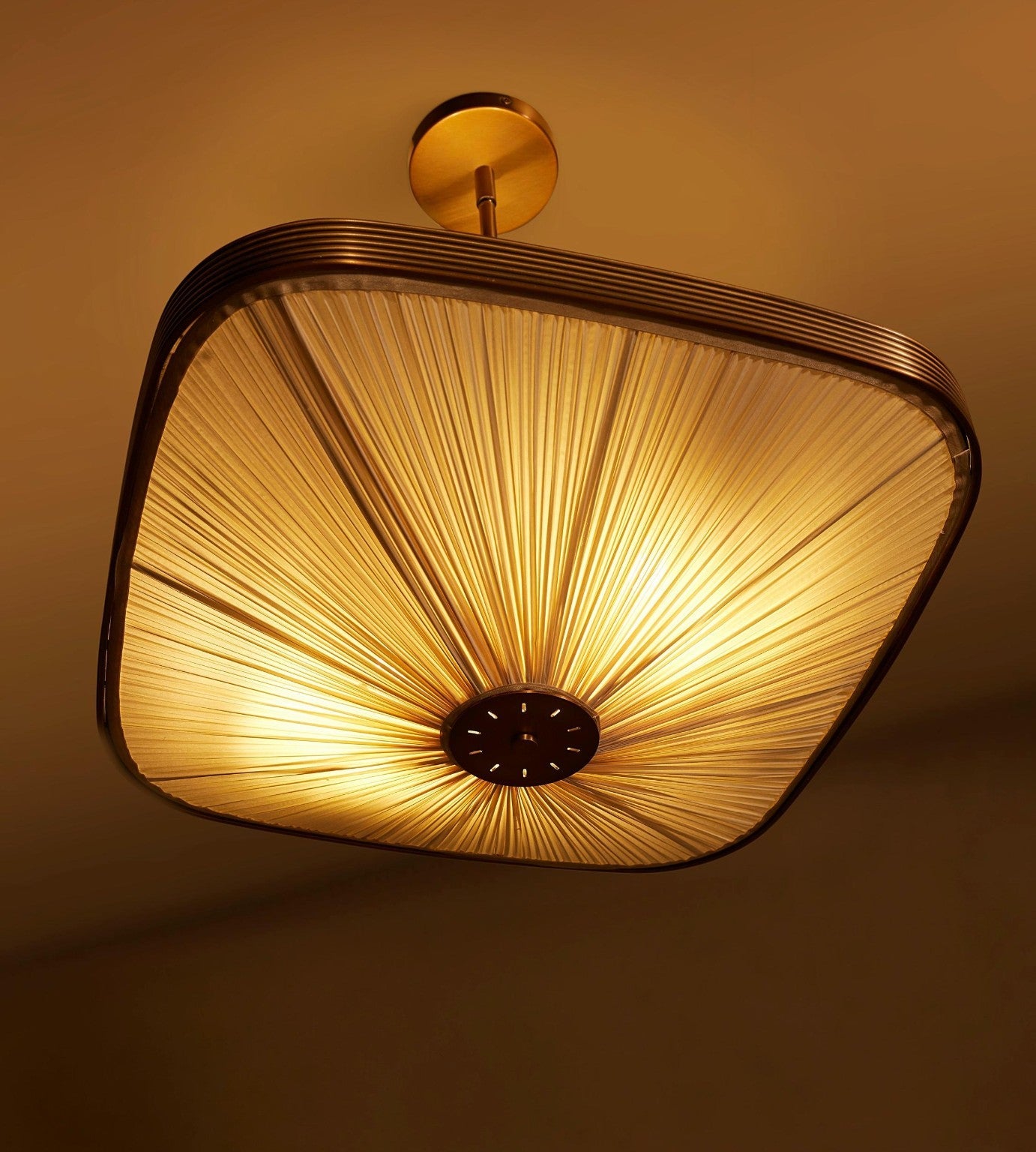 Pleated Fabric Chandelier - Aged Brass Ceiling Light Casalolalights Luxury Lamps for Interior Designers