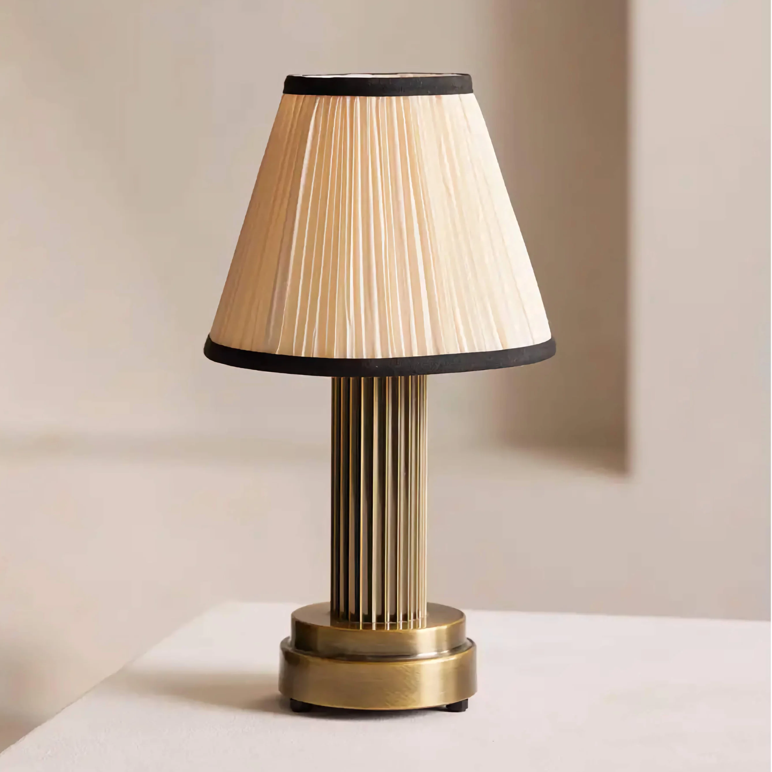 Pleated fabric shade table lamp full view