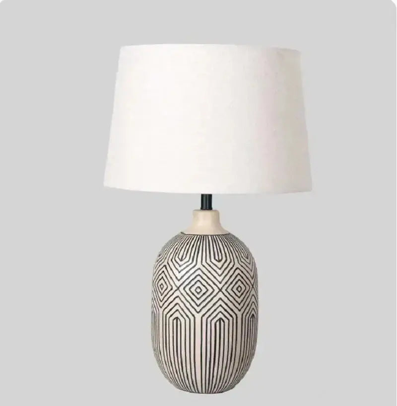 Wabi-sabi Ceramic Table Lamp Zebra Minimalist Desk for Bedroom Living Room - Lamps