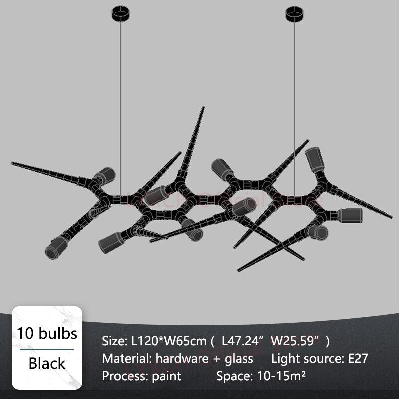 Industrial Modern Chandelier with Exposed Bulbs and Branching Metal Frame – Statement Pendant Light - Chandeliers