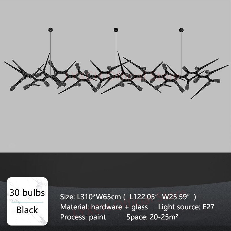 Industrial Modern Chandelier with Exposed Bulbs and Branching Metal Frame – Statement Pendant Light - Chandeliers