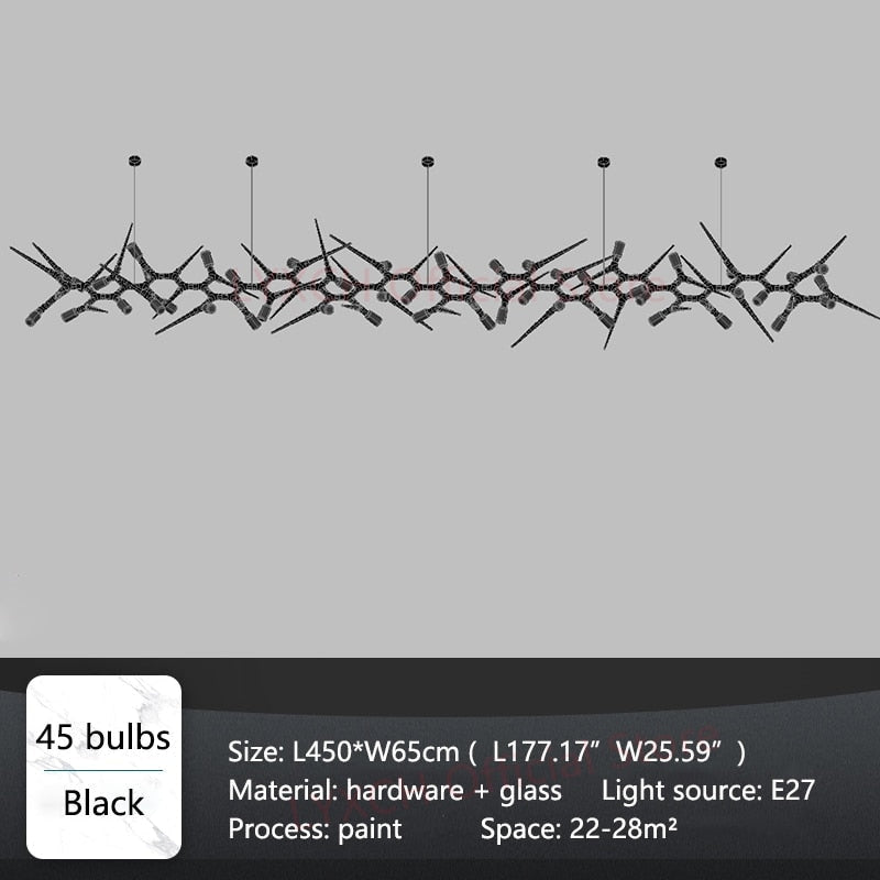 Industrial Modern Chandelier with Exposed Bulbs and Branching Metal Frame – Statement Pendant Light - Chandeliers