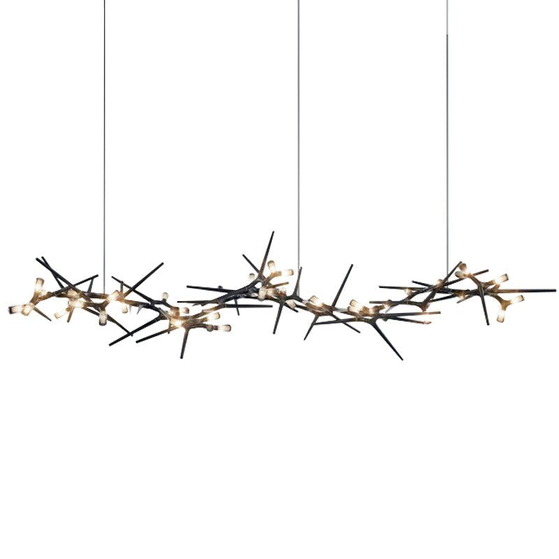 Industrial Modern Chandelier with Exposed Bulbs and Branching Metal Frame – Statement Pendant Light - Chandeliers