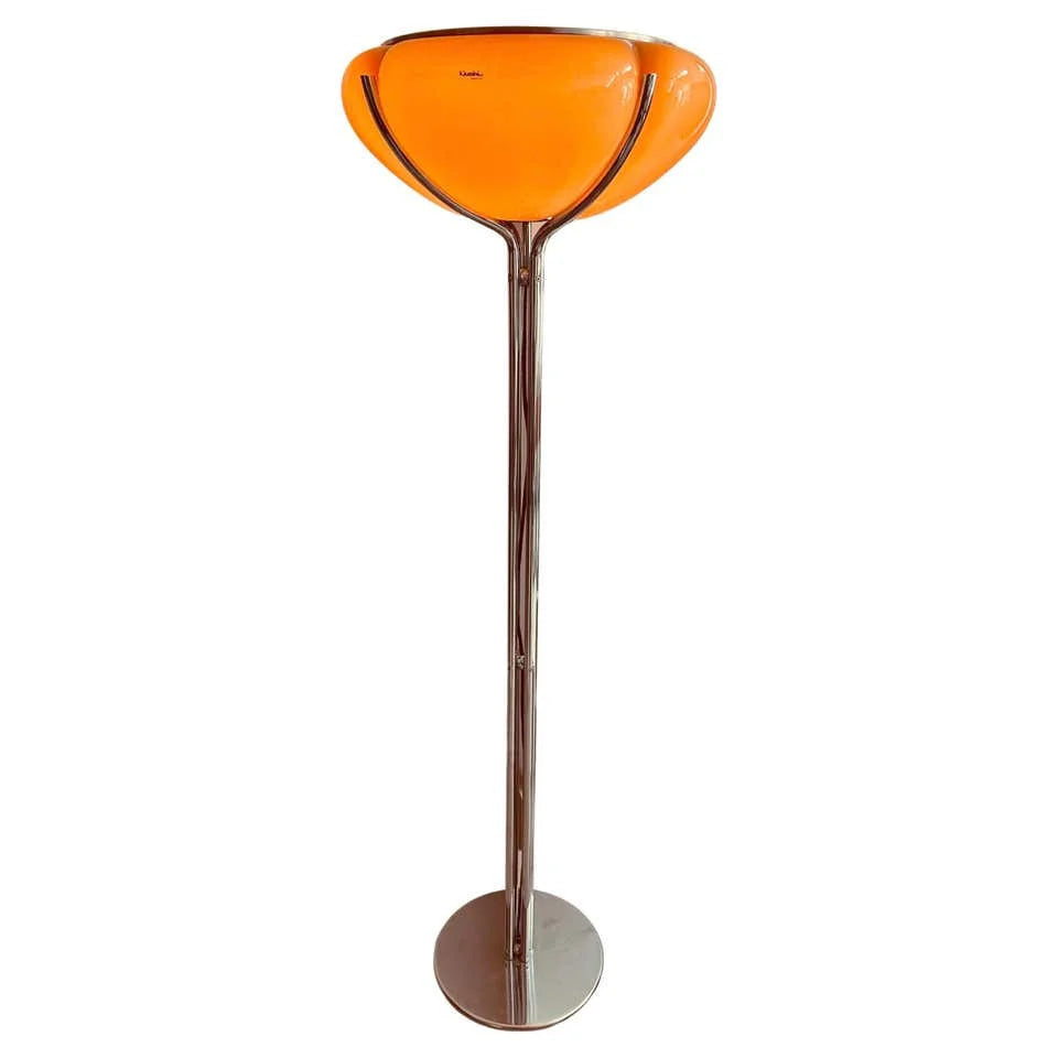 Quadrifoglio Floor Lamp Table Orange Glass Lampshade for Living Room