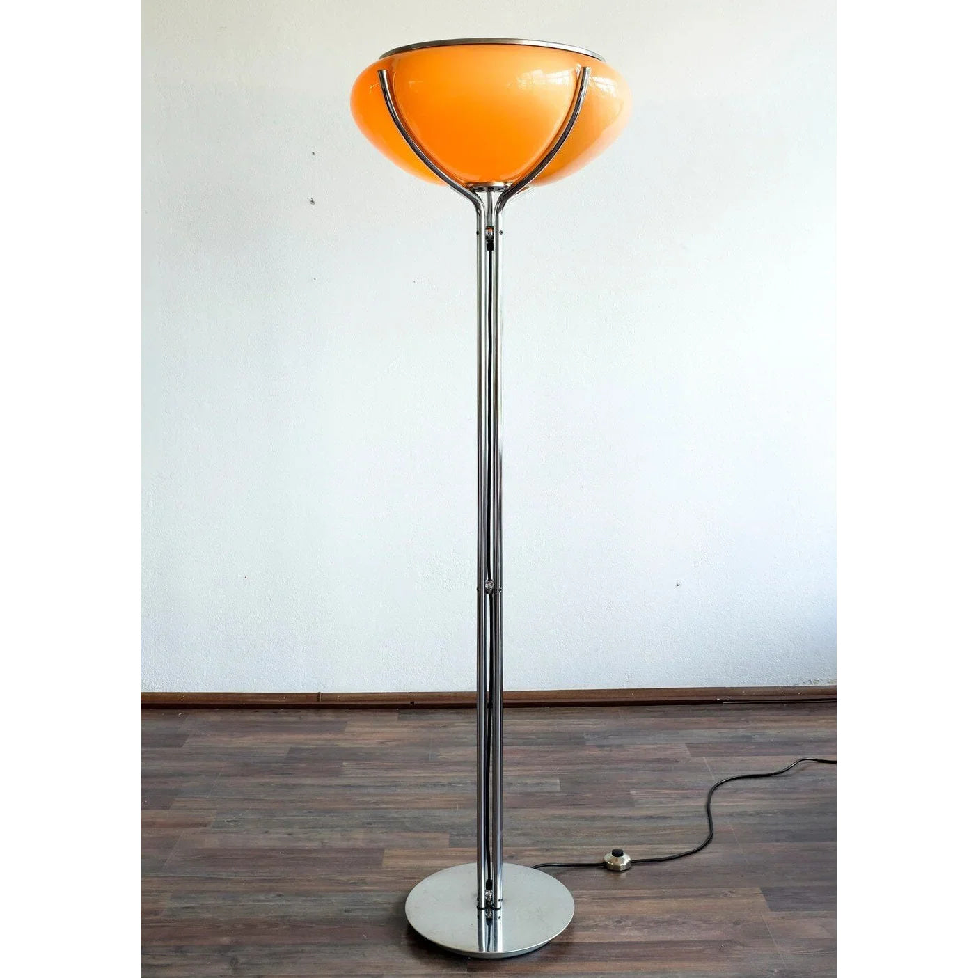 Quadrifoglio Floor Lamp Table Orange Glass Lampshade for Living Room