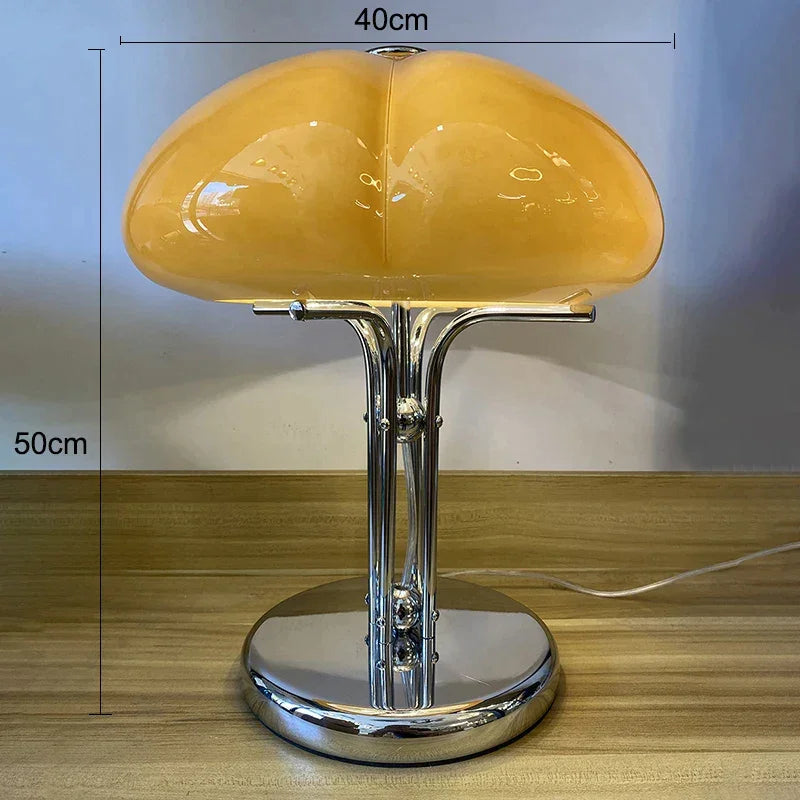 Quadrifoglio Table Lamp Orange Glass Lampshade for Living Room