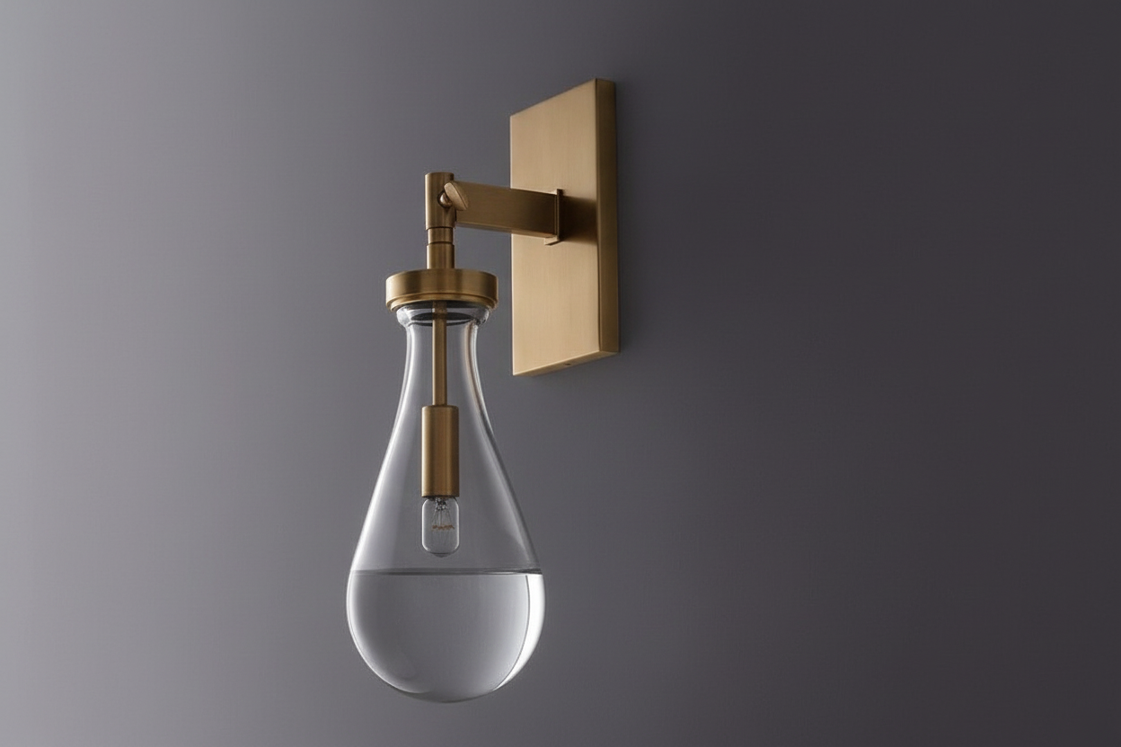 Teardrop Glass Wall Sconce – Brass Modern Sculptural Light Casalolalights Luxury Lamps for Interior Designers