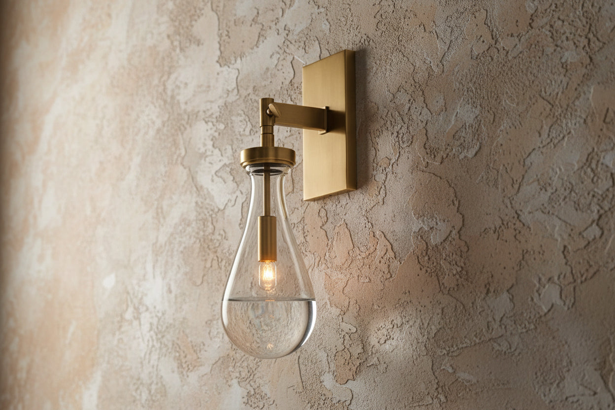 Teardrop Glass Wall Sconce – Brass Modern Sculptural Light Casalolalights Luxury Lamps for Interior Designers