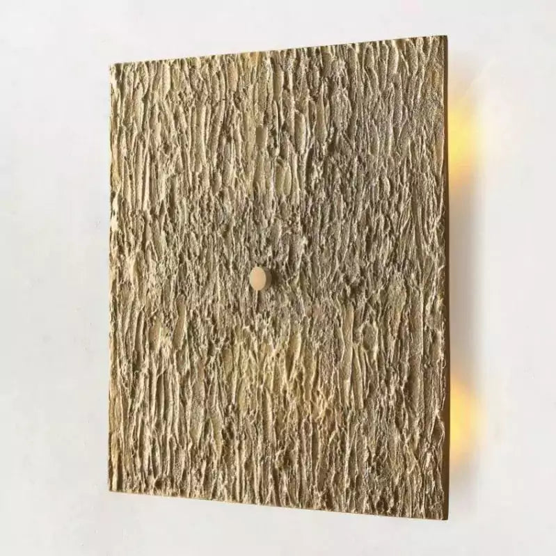 Solid Cast Copper Wall Sconce Square Relief | Brutalist Dining Room Backlit Washer Casalola Lights Luxury Lamps
