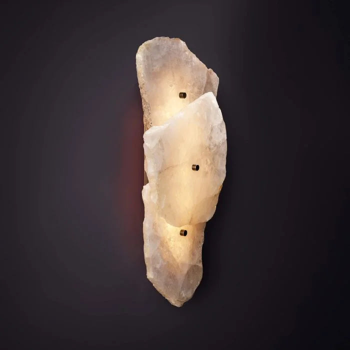 Raw Stone Wall Sconce | Backlit Layered Quartz 58cm Organic Modern Hallway & Spa Casalolalights Luxury Lamps