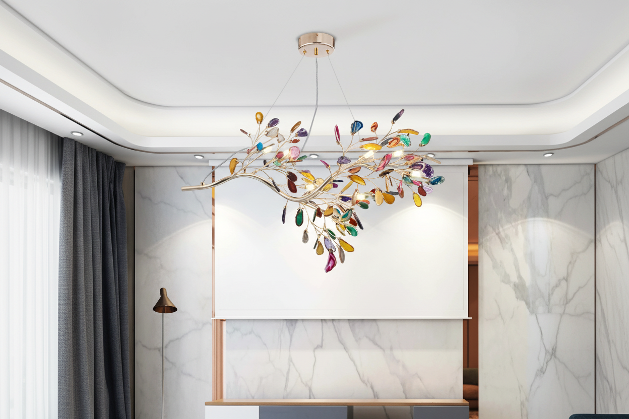 Real Agate Firefly Chandelier | Living Room | Luxury | Casalola Casalolalights Luxury Lamps for Interior Designers