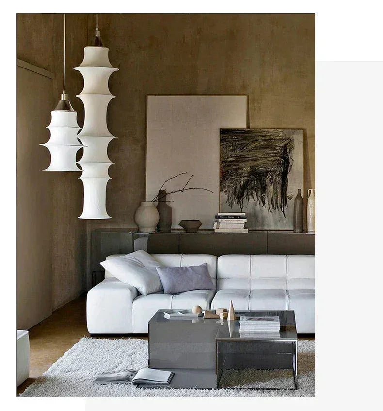 Modern Minimalism White Real Silk Pendant Light Hanging Ceiling Lights for Living Room Dining or Bedroom - Lamps