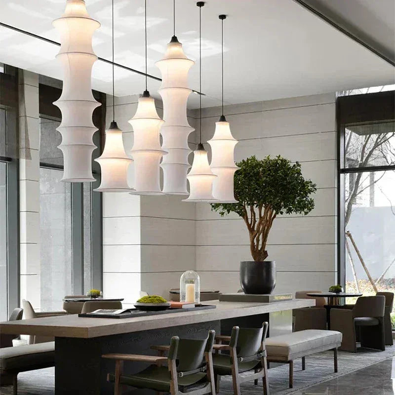 Modern Minimalism White Real Silk Pendant Light Hanging Ceiling Lights for Living Room Dining or Bedroom - Lamps