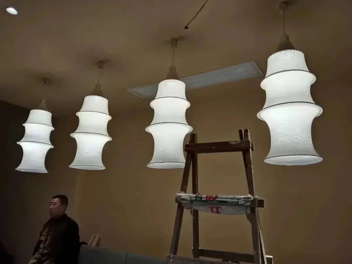 Modern Minimalism White Real Silk Pendant Light Hanging Ceiling Lights for Living Room Dining or Bedroom - Lamps