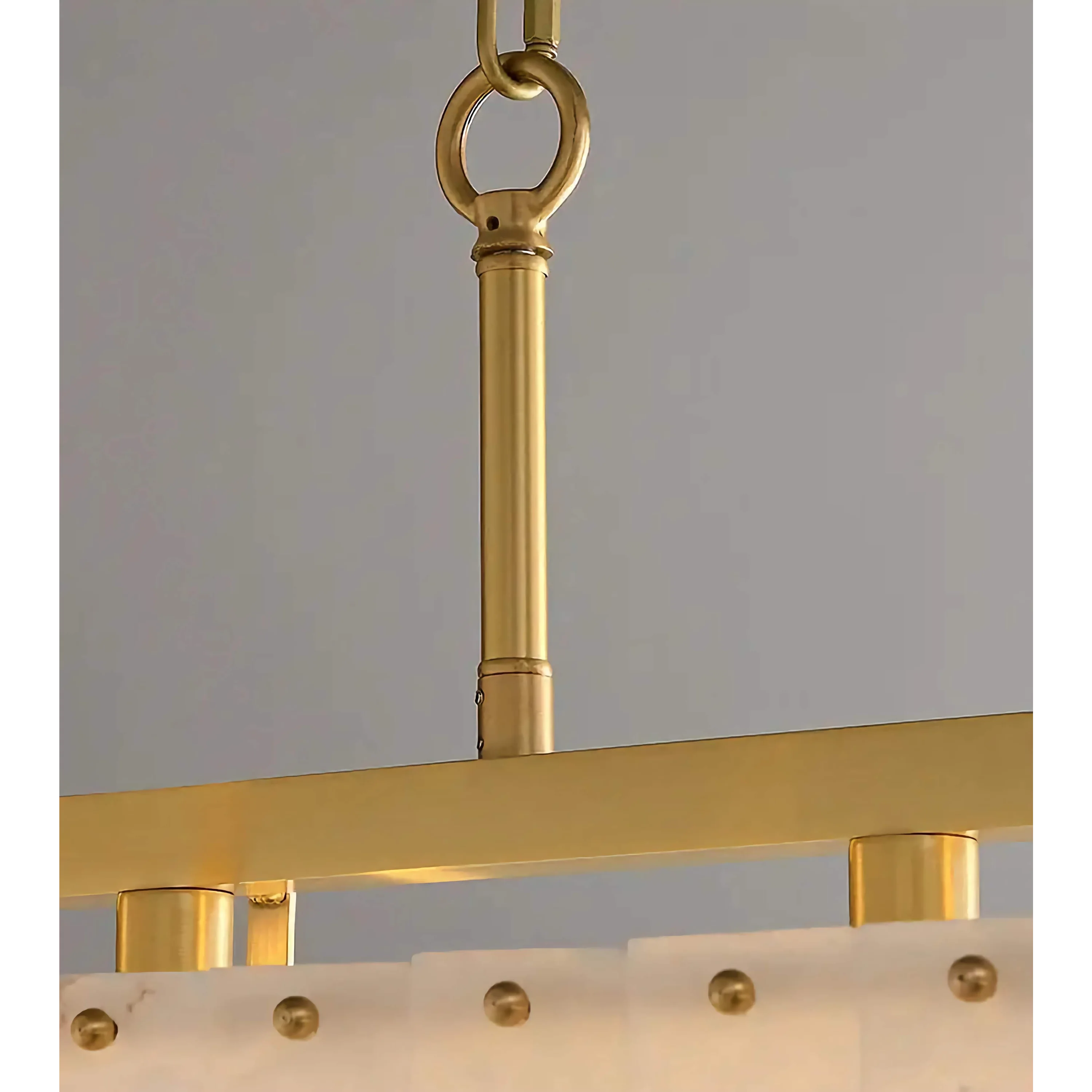 Solid Alabaster & Copper Linear Chandelier | Art Deco Transitional Island Light | 39.4’’ | Casalola Lights