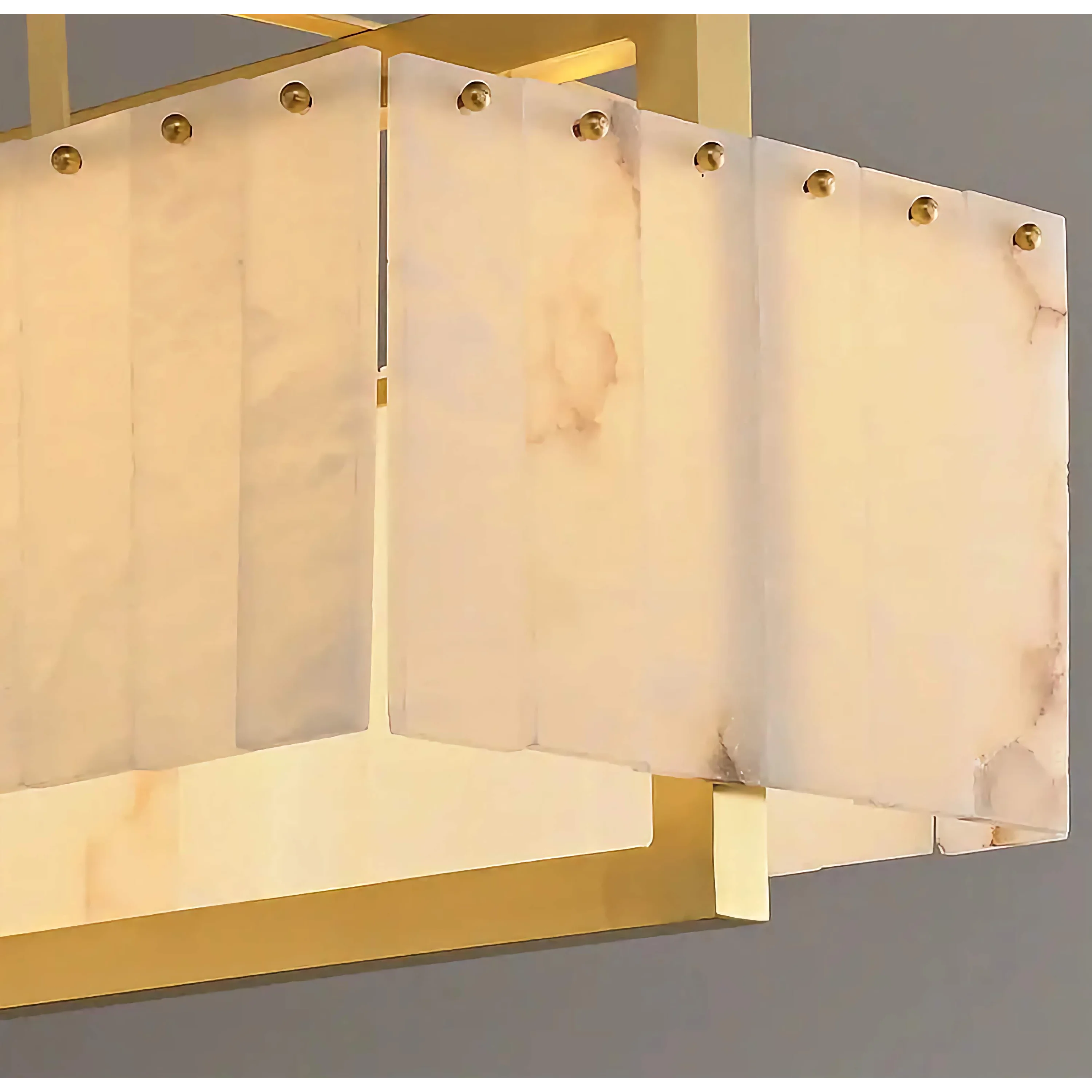 Solid Alabaster & Copper Linear Chandelier | Art Deco Transitional Island Light | 39.4’’ | Casalola Lights