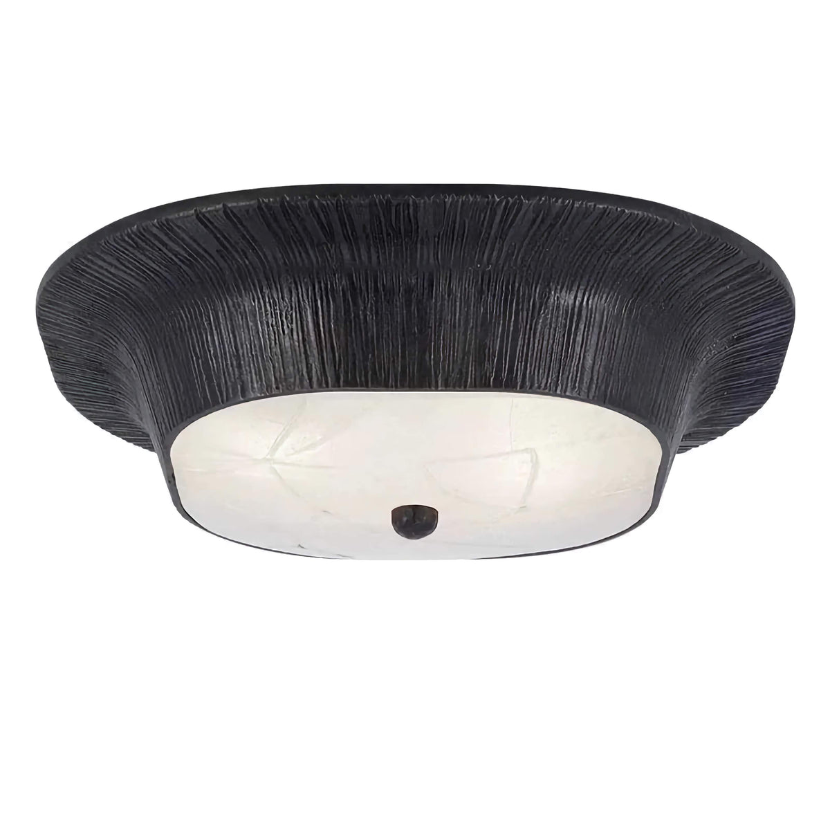 Textured Resin Flush Mount Ceiling Light for Entryway or Bedroom | 14.2 in Wide Gold Black Finish Casalola Lights