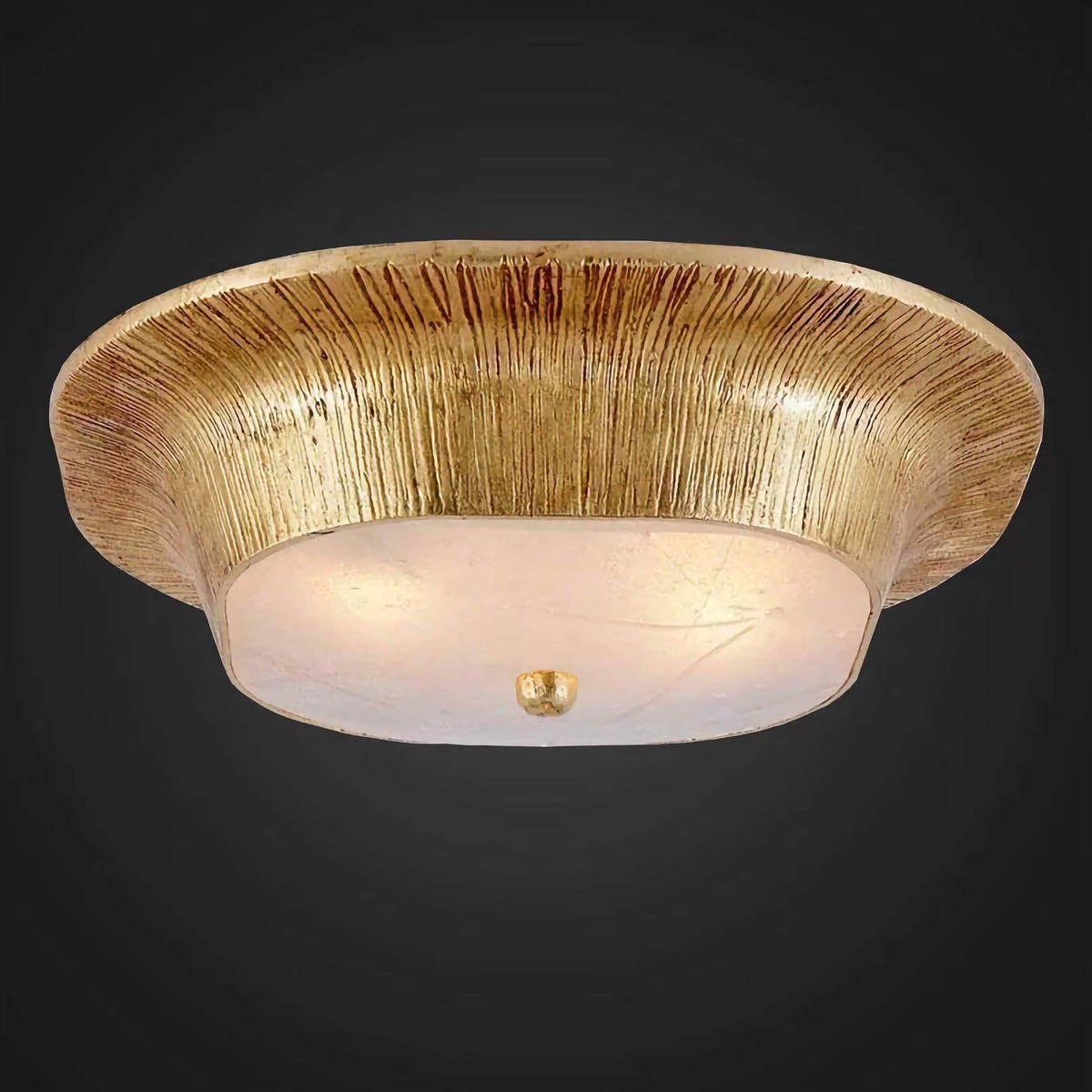 Textured Resin Flush Mount Ceiling Light for Entryway or Bedroom | 14.2 in Wide Gold Black Finish Casalola Lights