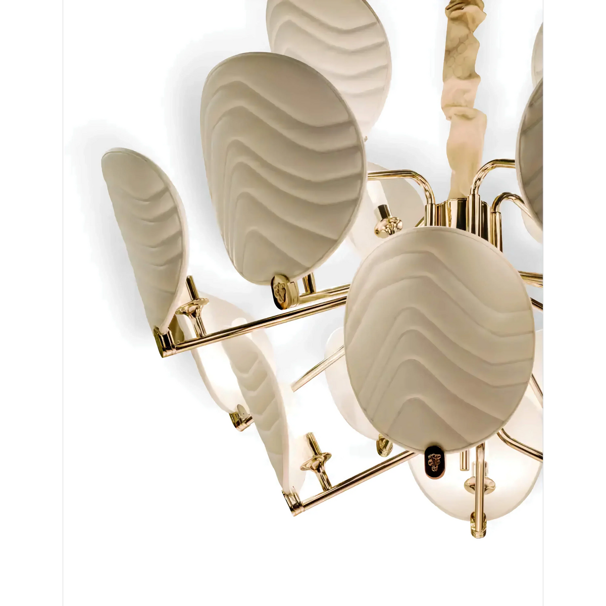 Glass and Brass Chandelier for Dining Room or Foyer | Wave Textured Ovals 45 51 Inch Two Sizes Casalola Lights Luxury