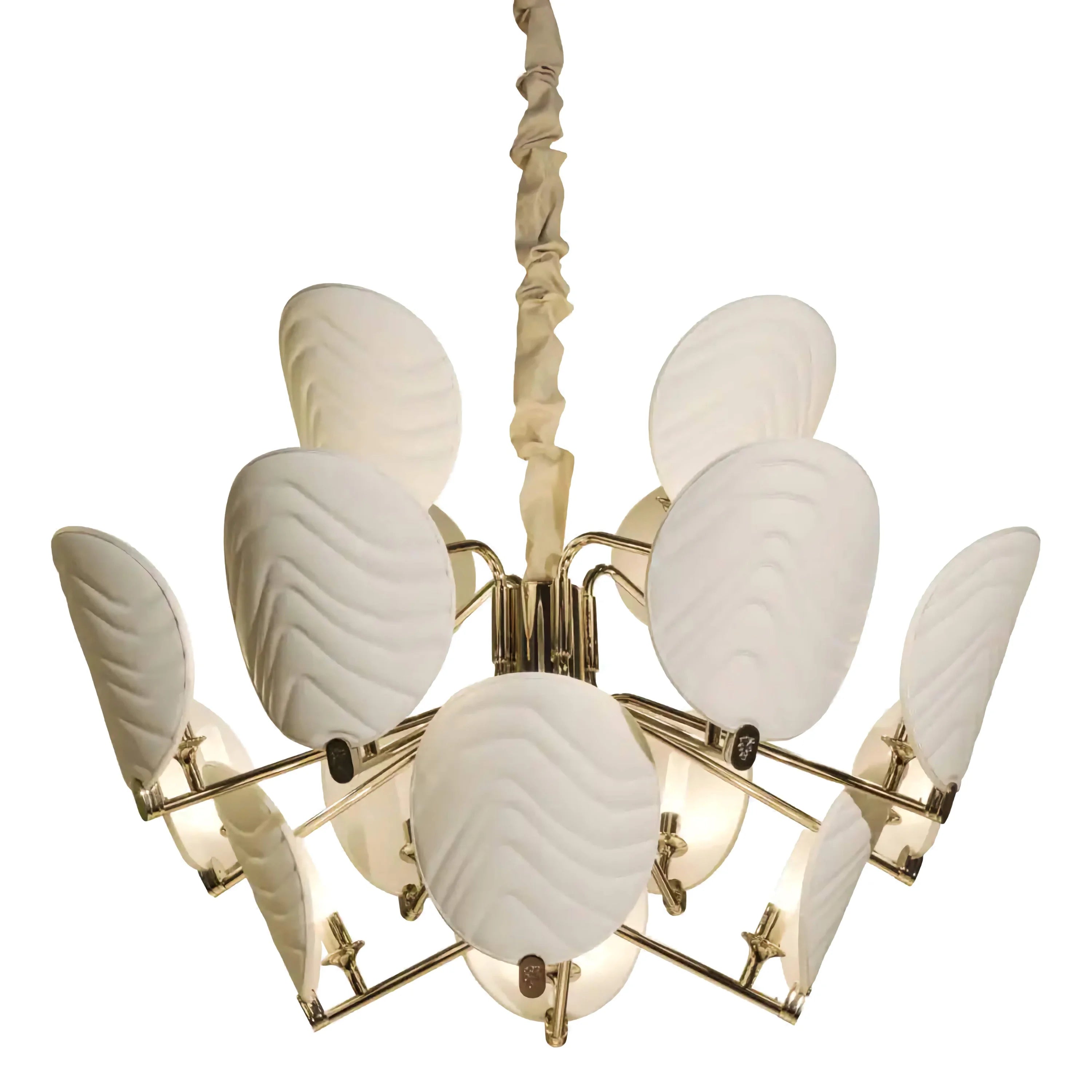 Rippled Copper Disc Dining Room Chandelier by Italian Atelier | Sculptural Modern Pendant Lighting Statement Piece