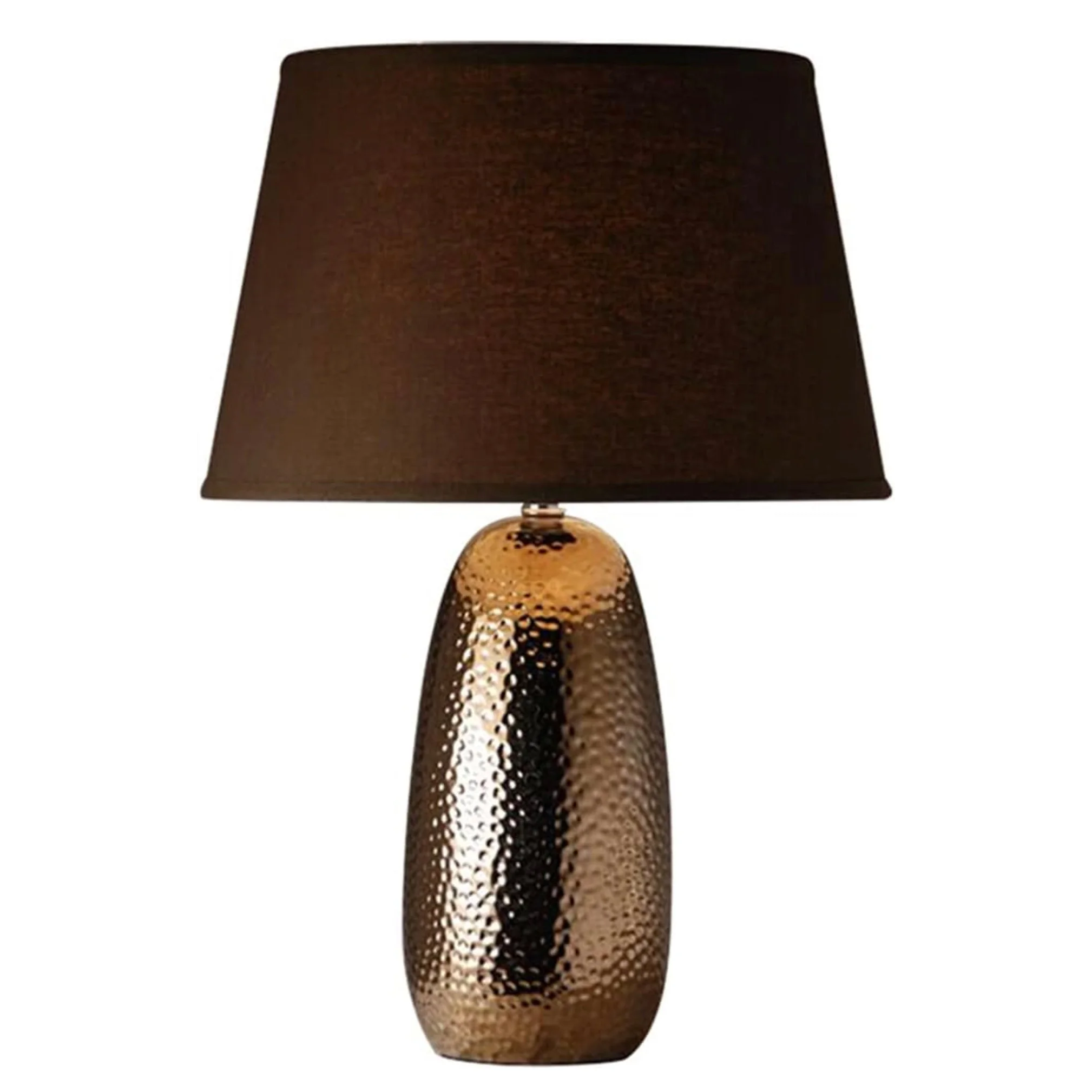 Ceramic Table Lamp | Metal Glazed Brown | Hollywood Regency | Art Deco Lighting