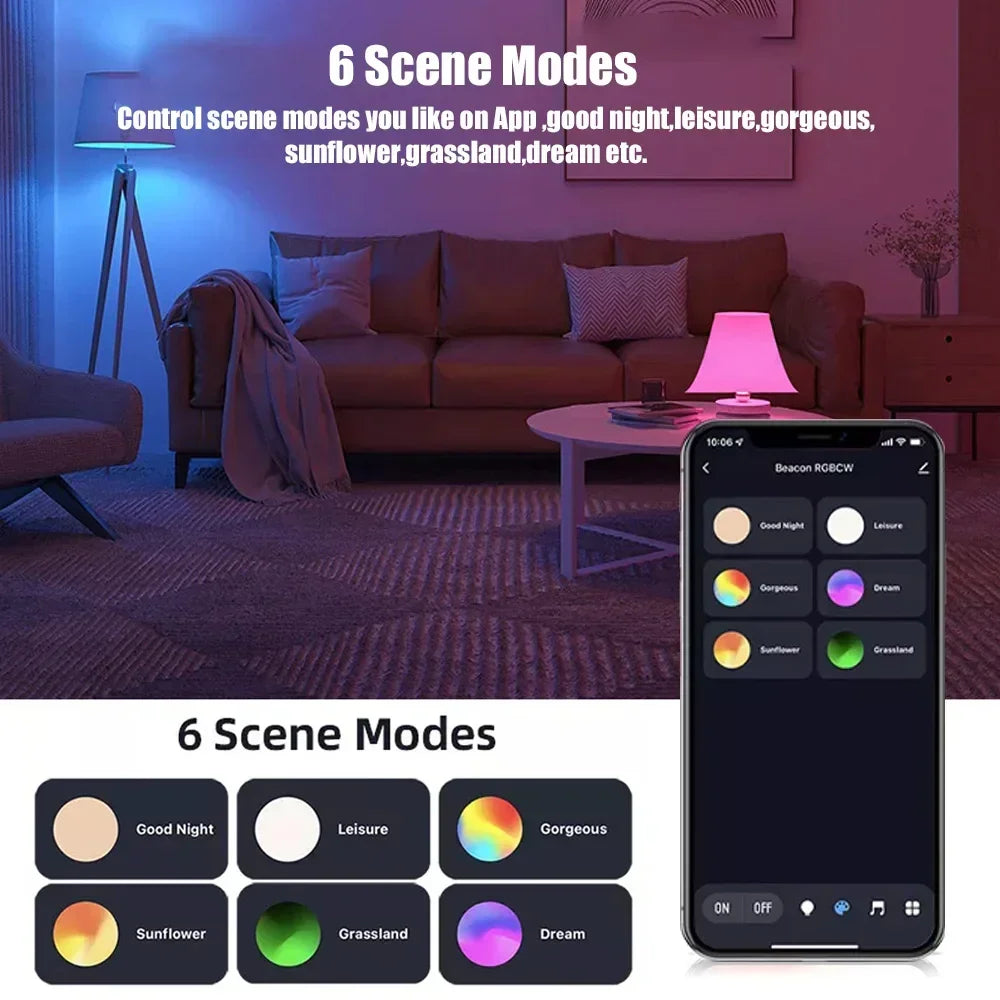 Rgb + Cw Smart Led Bulb – 15w Bluetooth Controlled Dimmable Lighting