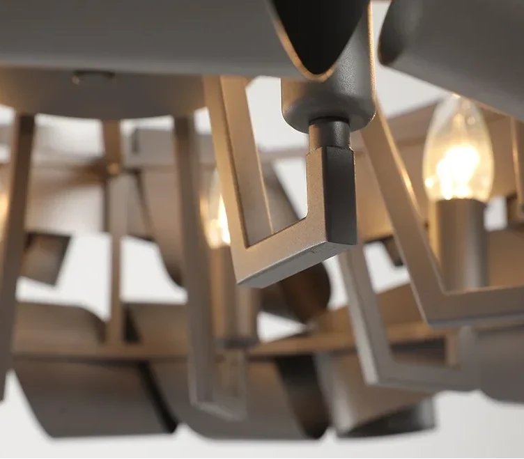Iron Ribbon Chandelier for Dining Room | Hand-formed 60 or 80 Cm (24 31 In) Gray Gold Finish Casalola Lights Luxury