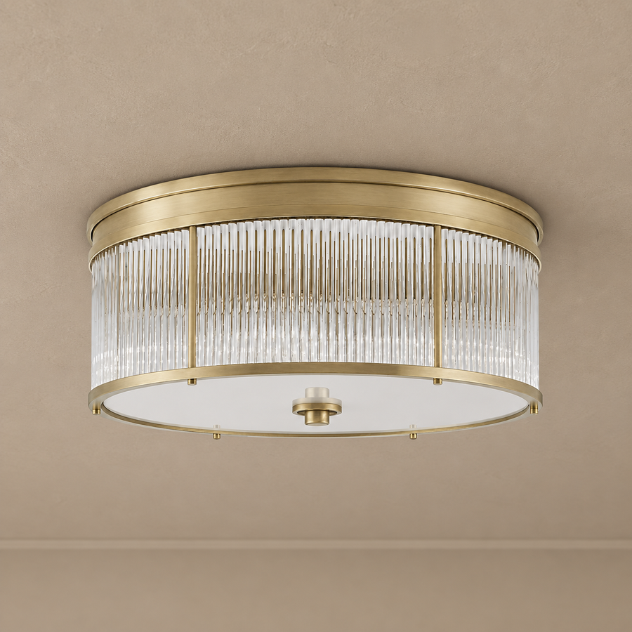 Rigato Brass & Fluted Glass Flush Mount
