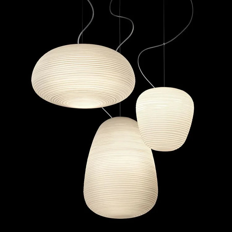 Rituals White Glass Pendant Lamp for Japandi Decor | Minimalist Hanging Light
