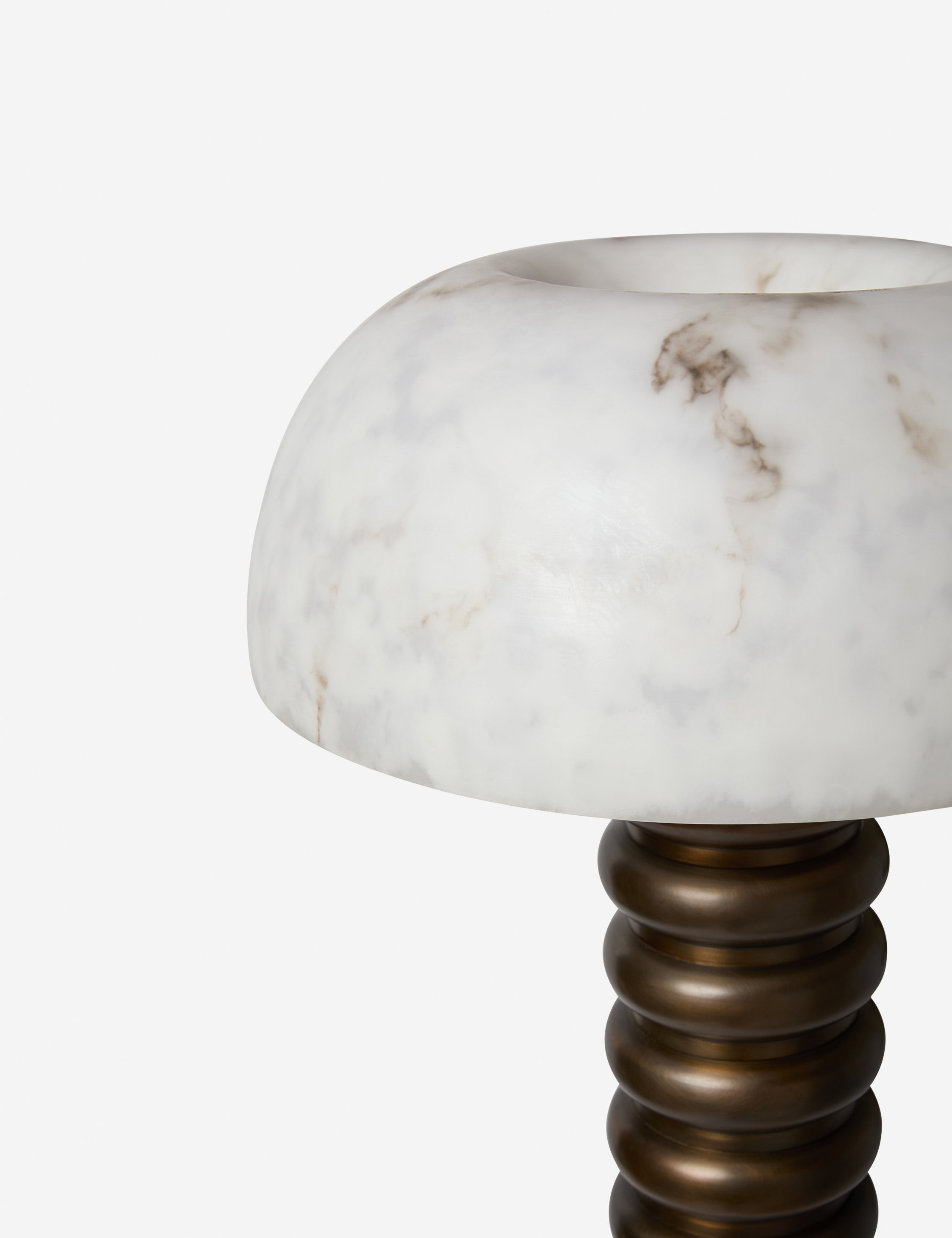 Real Alabaster Mushroom Floor Lamp - Antique Bronze Finish (stainless Steel Core) - Art Deco Style - 146cm
