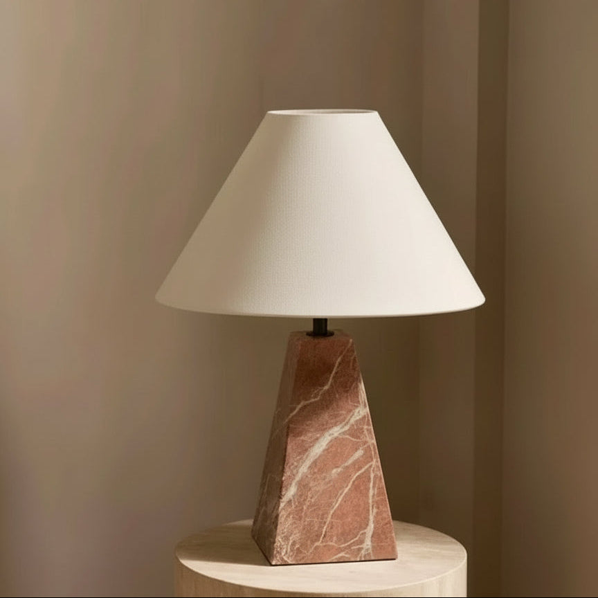 Rosa Levanto Marble Table Lamp for Bedside and Console | Fabric Shade Minimalist 40 Cm Casalola Lights Luxury Lamps