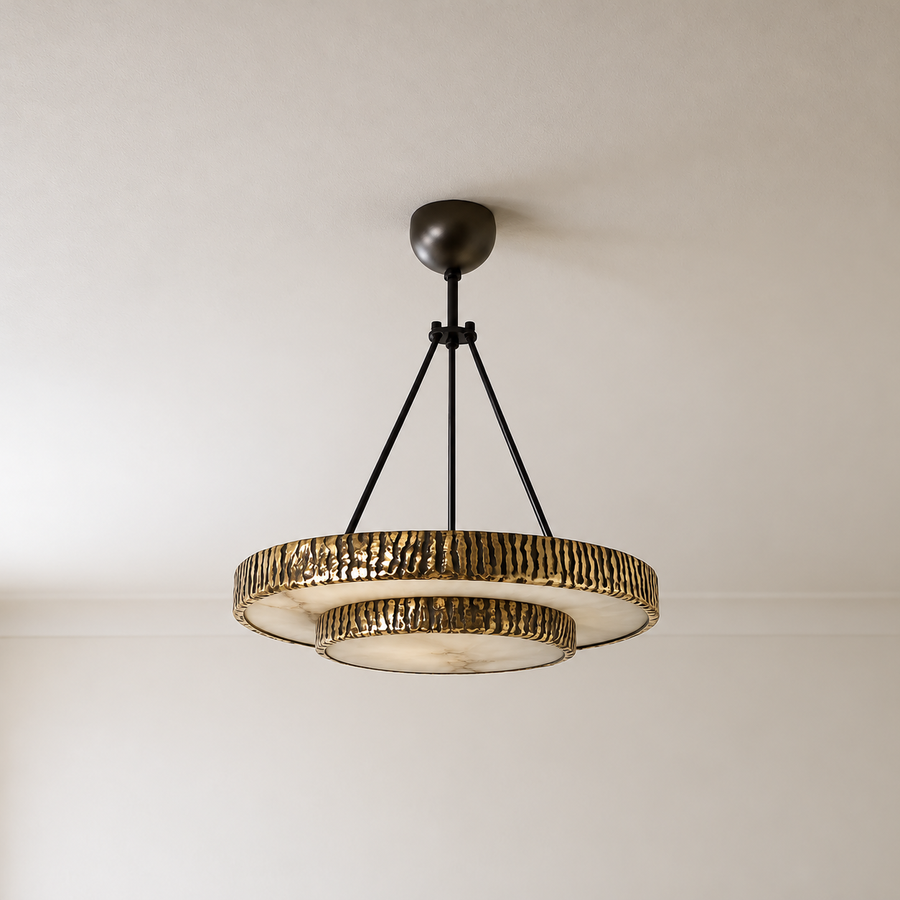 Alabaster & Brass Chandelier