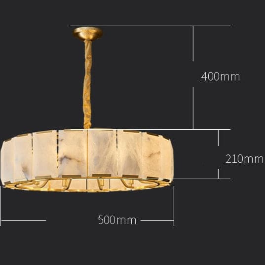 Round Alabaster Halo Chandelier | Brass Modern Entryway Light - Chandeliers