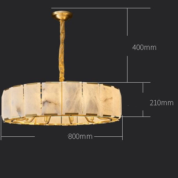 Round Alabaster Halo Chandelier | Brass Modern Entryway Light - Chandeliers