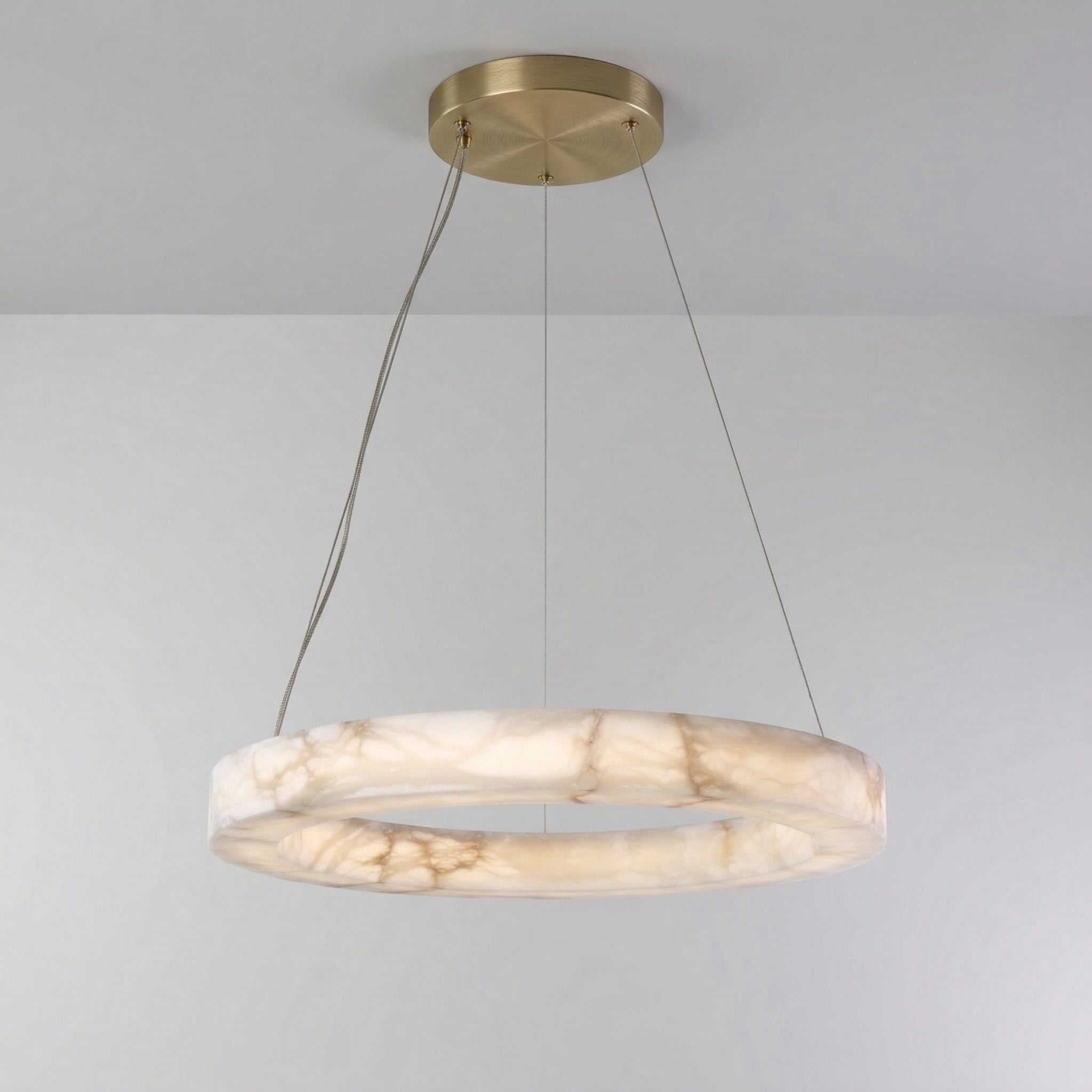 Alabaster Ring Pendant Light Copper – Halo Led Ceiling Lamp 25cm 43cm Natural Stone Casalolalights Luxury Lamps