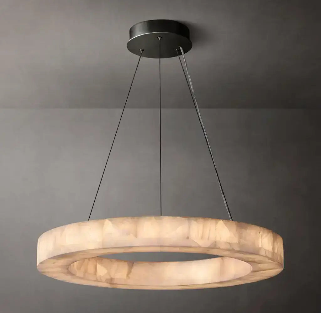 Rivage Round Alabaster Chandelier for Dining Room Living Room | Modern Decor | Casalola Lights - Chandeliers
