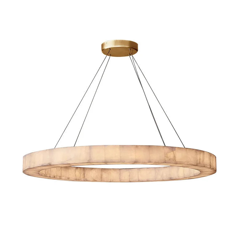 Rivage Round Alabaster Chandelier | Marble for Luxury Homes | Lighting Kitchen Living Room Stairs