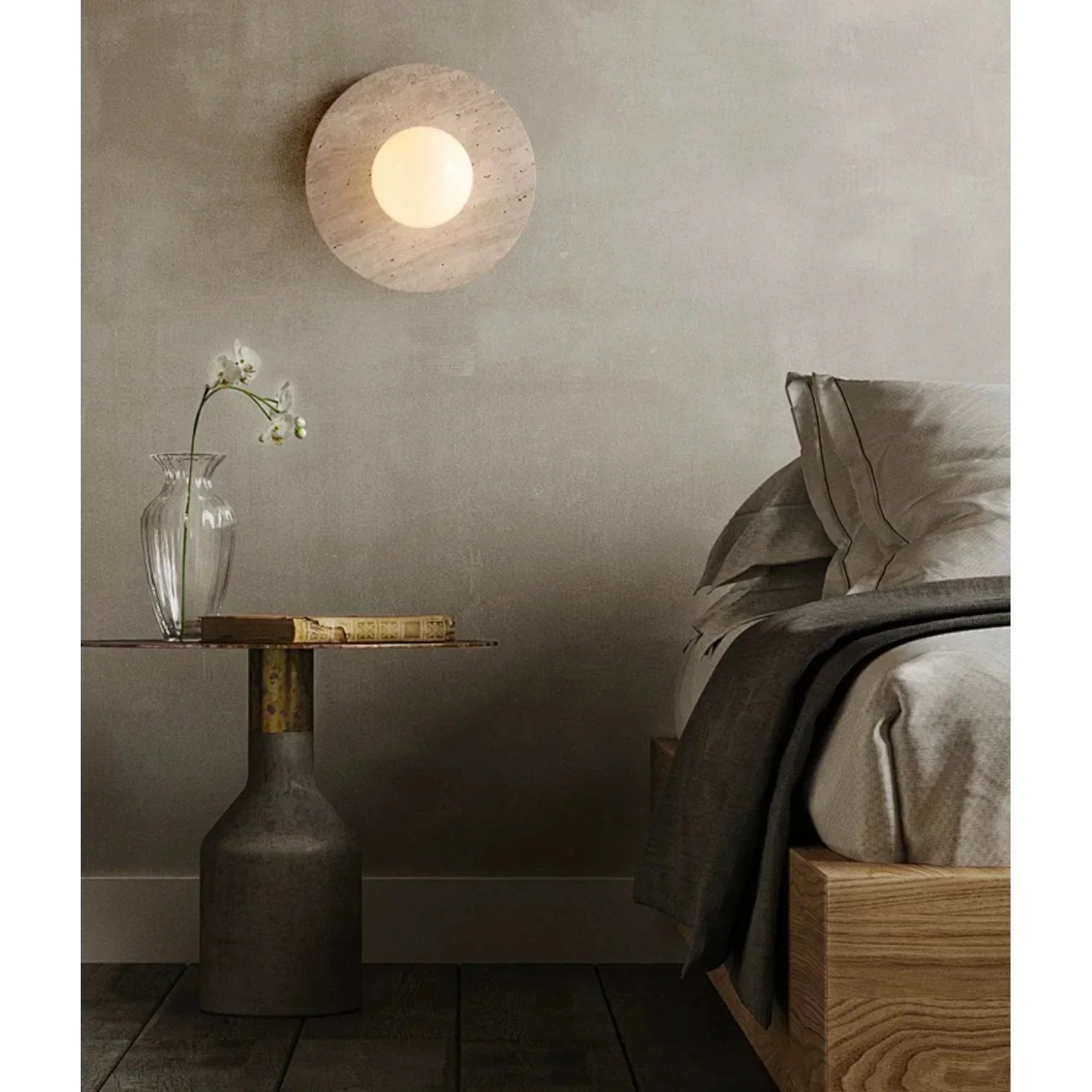 Round Marble 28cm Diameter Three Color Changeable Led Lighting Intelligent Control