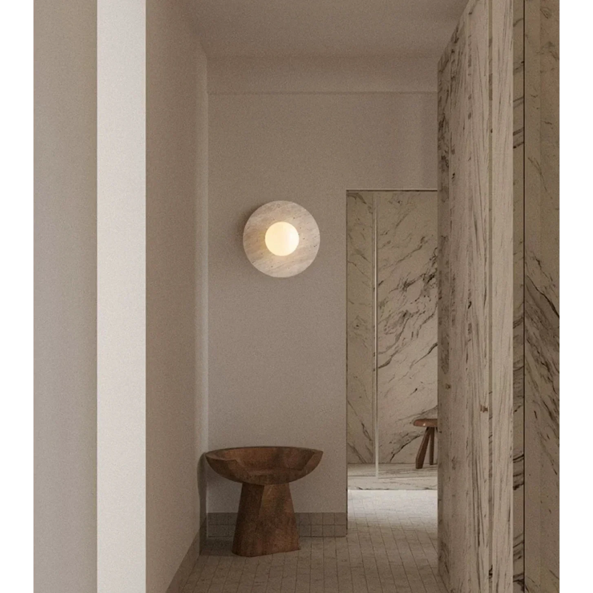 Marble Wall Light 28cm | Round Natural Stone Sconce Modern Minimalist Living Room & Hallway Casalola Lights Luxury
