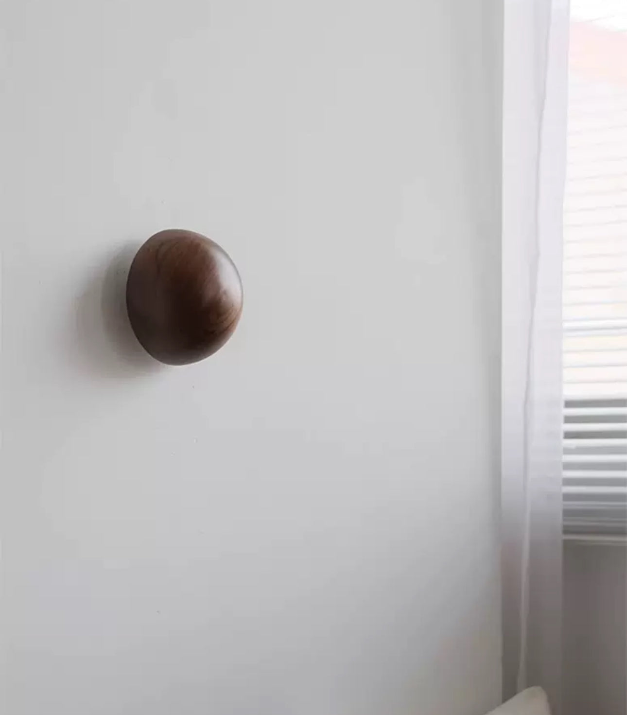 Round Walnut Dome Wall Lamp - 15 Cm Diameter Japandi Style - Sconces