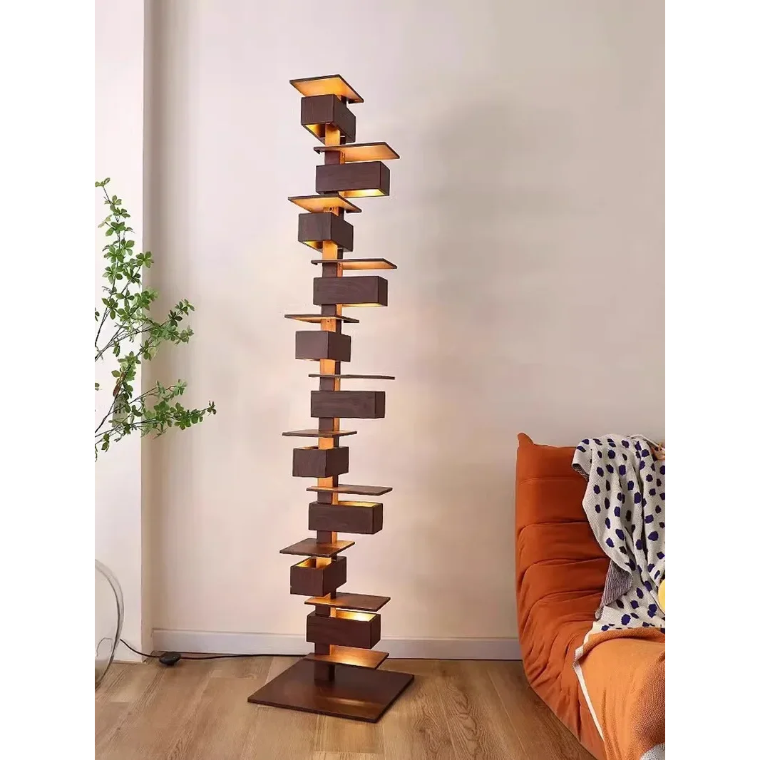 Wood & Iron Floor Lamp | Sculptural Mid-century Dimmable Table or Foyer Study Living Casalola Lights Luxury Lamps