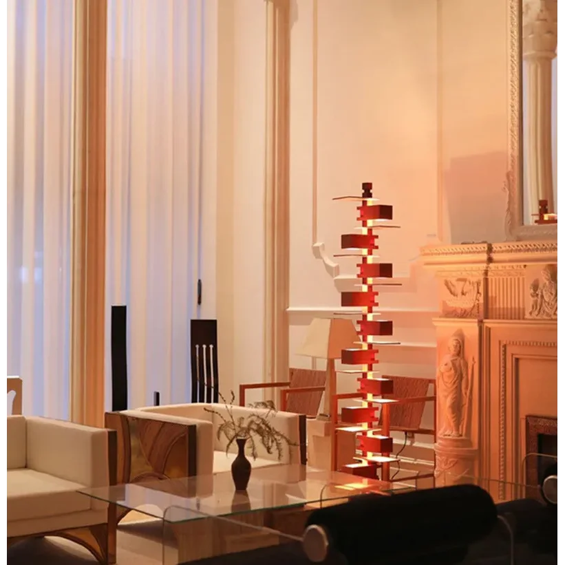 Wood & Iron Floor Lamp | Sculptural Mid-century Dimmable Table or Foyer Study Living Casalola Lights Luxury Lamps
