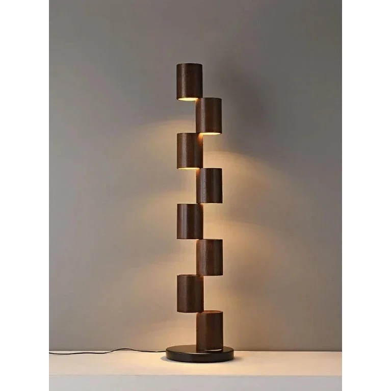 Solid Wood Floor Lamp Ash or Walnut | Tall Corner Light 8-light Japandi Dimmable Option Warm Glow Casalola Lights