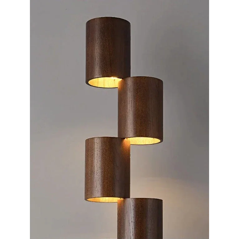 Solid Wood Floor Lamp Ash or Walnut | Tall Corner Light 8-light Japandi Dimmable Option Warm Glow Casalola Lights