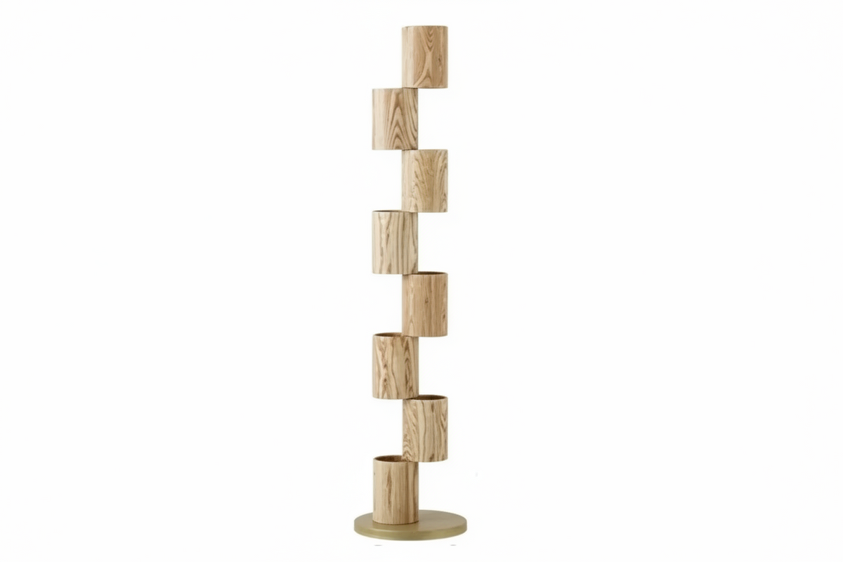 Solid Wood Floor Lamp Ash or Walnut | Tall Corner Light 8-light Japandi Dimmable Option Warm Glow Casalola Lights
