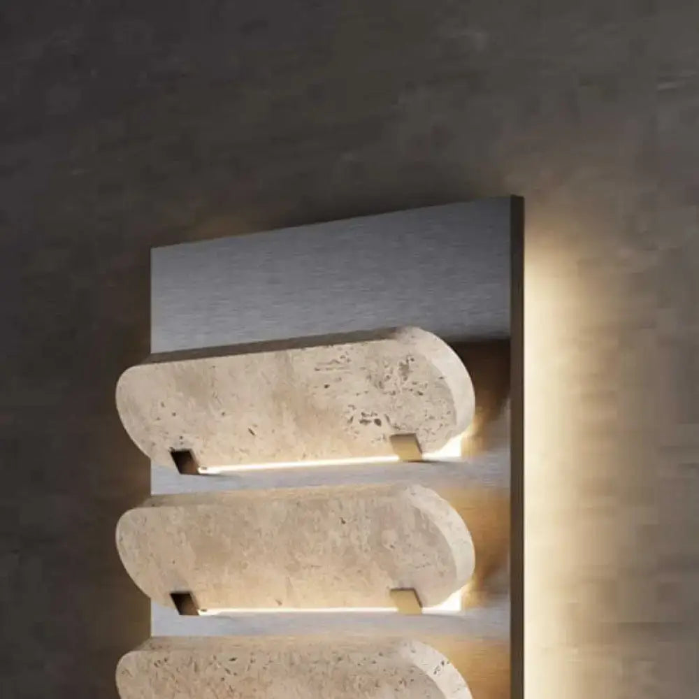 Travertine Stack Wall Sconce | French Modern Dimmable Light - Sconces
