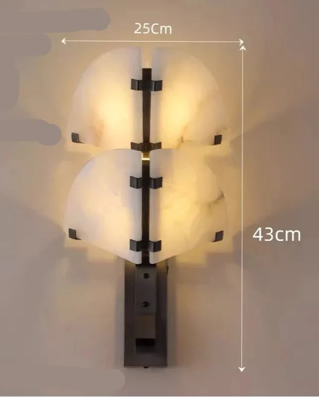 Genuine Alabaster Fan Wall Sconce Black Frame | Single or Double Hallway Light Dining 2700k Casalola Lights Luxury