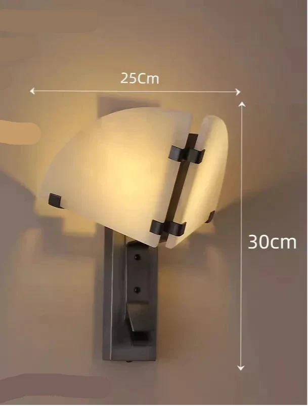 Genuine Alabaster Fan Wall Sconce Black Frame | Single or Double Hallway Light Dining 2700k Casalola Lights Luxury